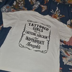 White Graphic Tee with Black Print